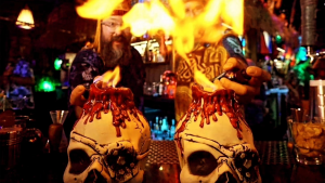 cocktail drinks on fire